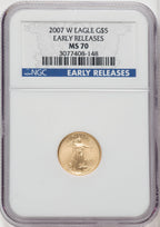 2007-W $5 Tenth-Ounce Gold Eagle ER Blue NGC MS70