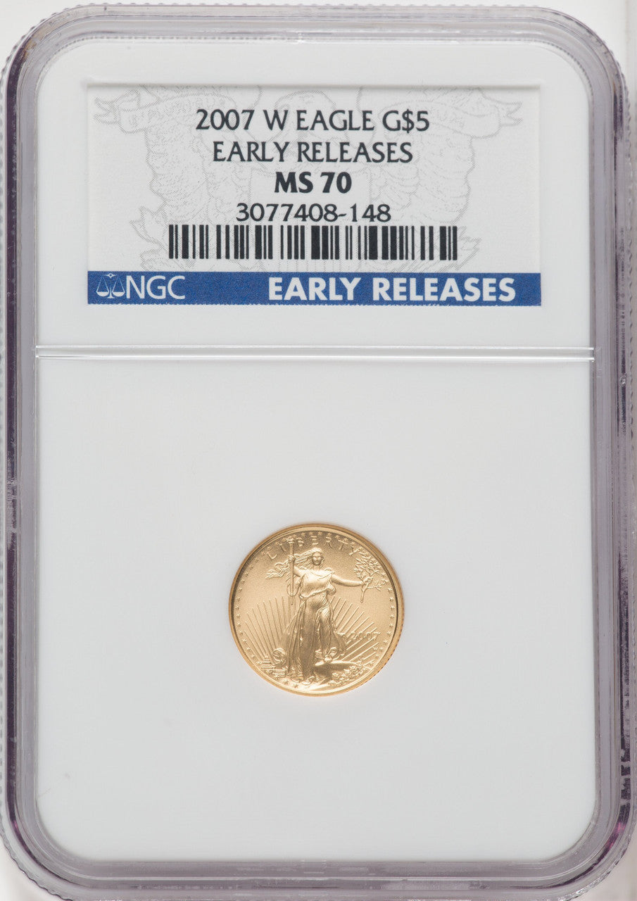 2007-W $5 Tenth-Ounce Gold Eagle ER Blue NGC MS70