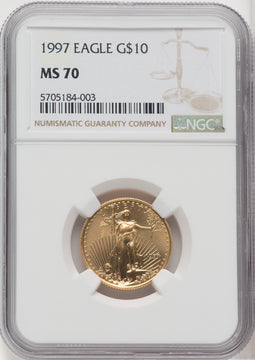 1997 $10 Quarter-Ounce Gold Eagle Brown Label NGC MS70