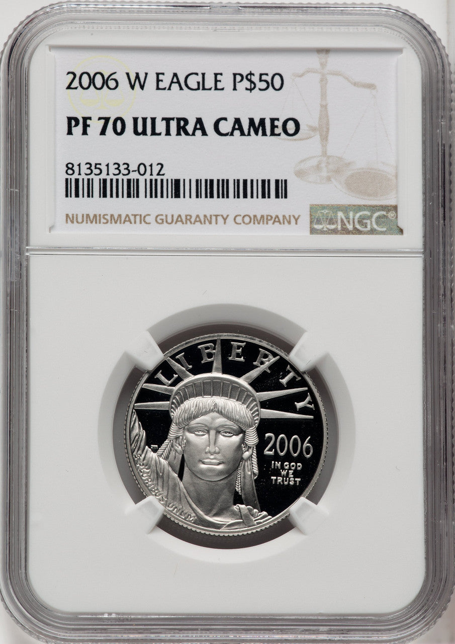 2006-W $50 Half-Ounce Platinum Eagle Statue of Liberty Brown Label NGC PF70