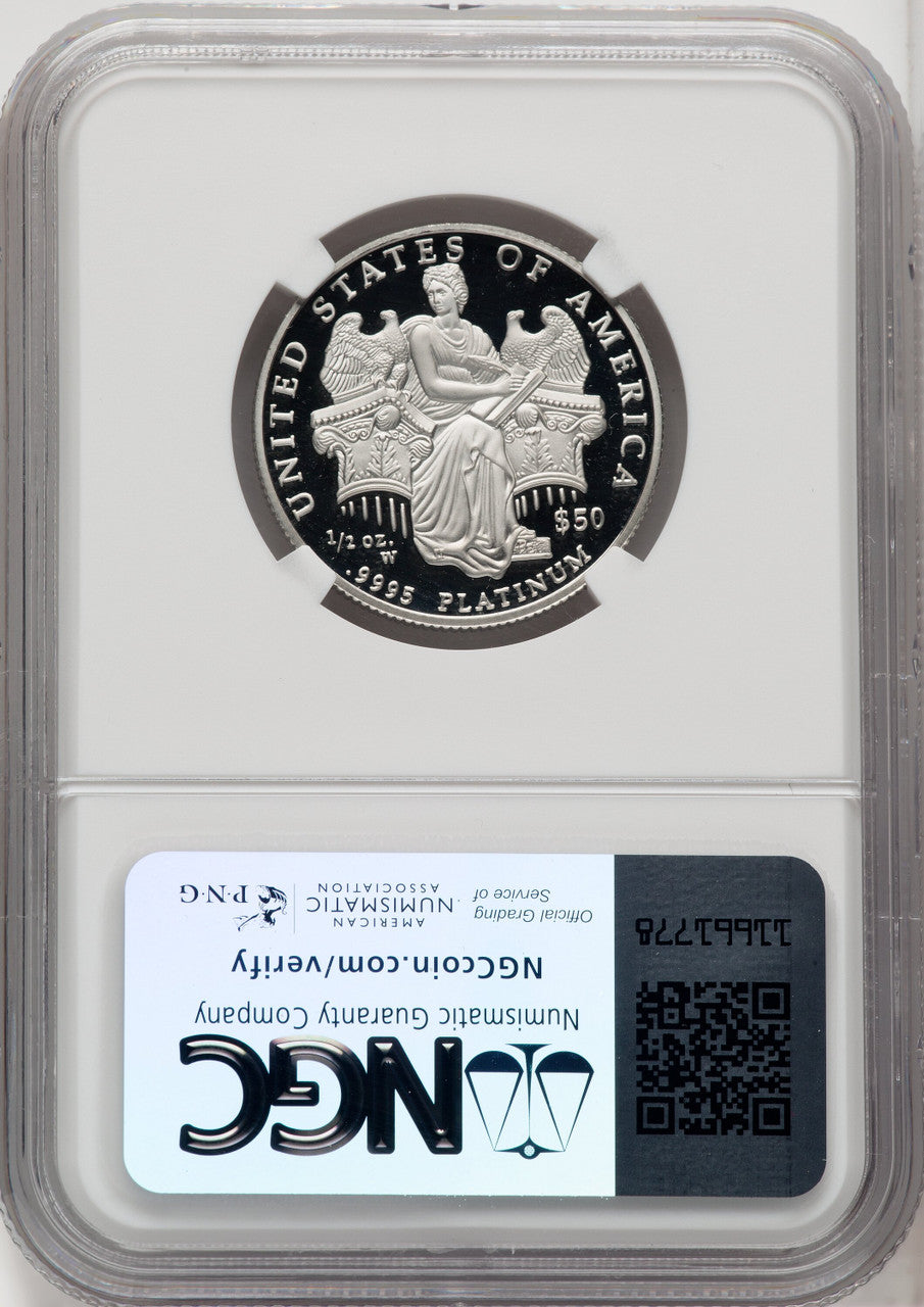2006-W $50 Half-Ounce Platinum Eagle Statue of Liberty Brown Label NGC PF70