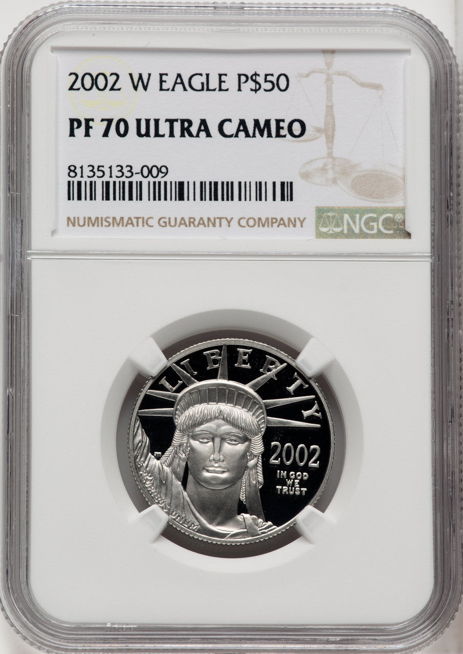 2002-W $50 Half-Ounce Platinum Eagle Brown Label NGC PF70 (765521021)