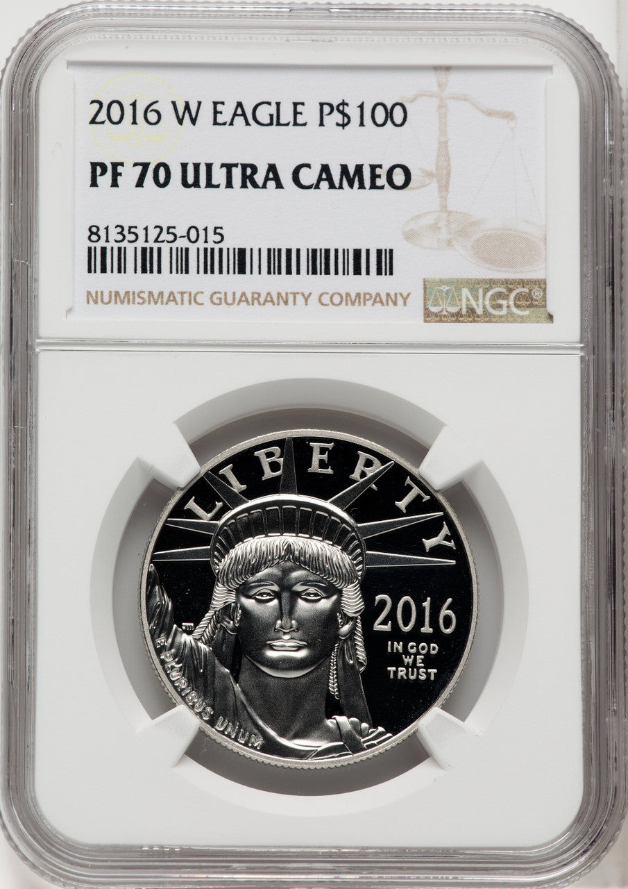 2016-W $100 One-Ounce Platinum Eagle Brown Label NGC PF70