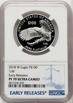 2018-W $100 One Ounce Platinum Eagle NGC PF70 Everhart Mercanti