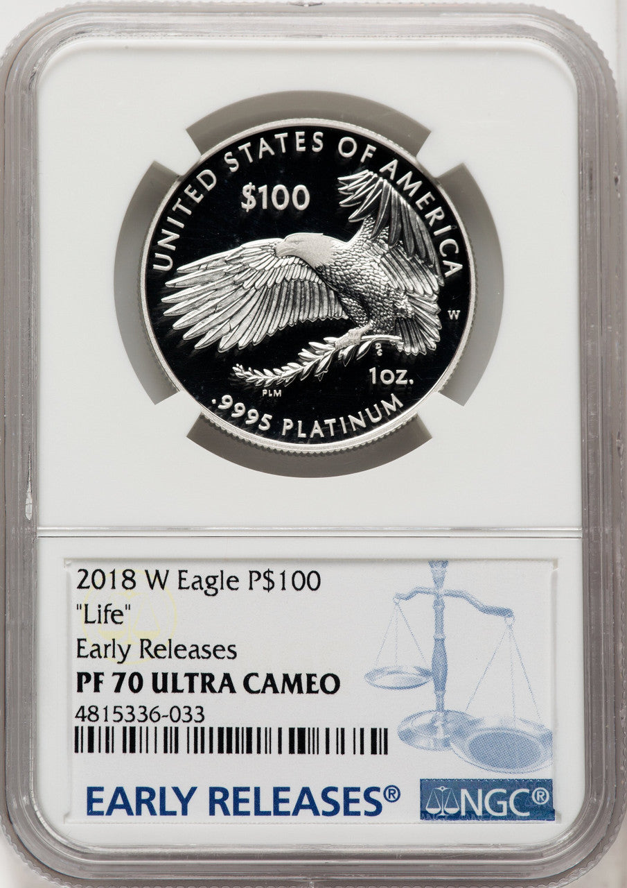 2018-W $100 One Ounce Platinum Eagle NGC PF70 Everhart Mercanti