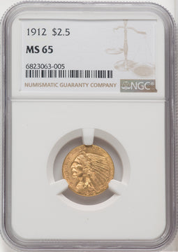 1912 $2.50 Indian Quarter Eagle NGC MS65