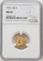 1912 $2.50 Indian Quarter Eagle NGC MS65 (762849013)