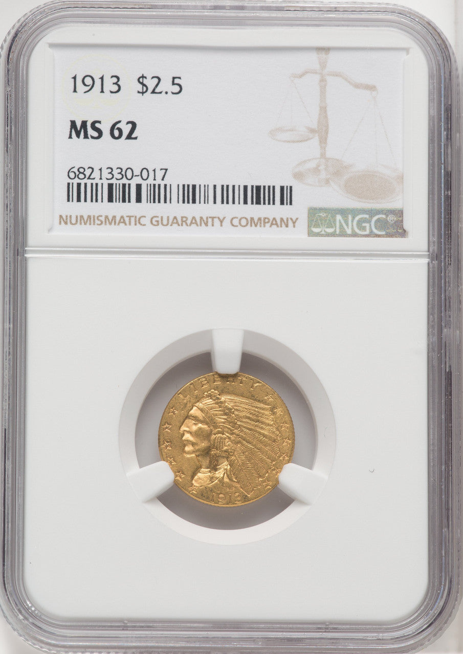 1913 $2.50 Indian Quarter Eagle NGC MS62 (766680050)