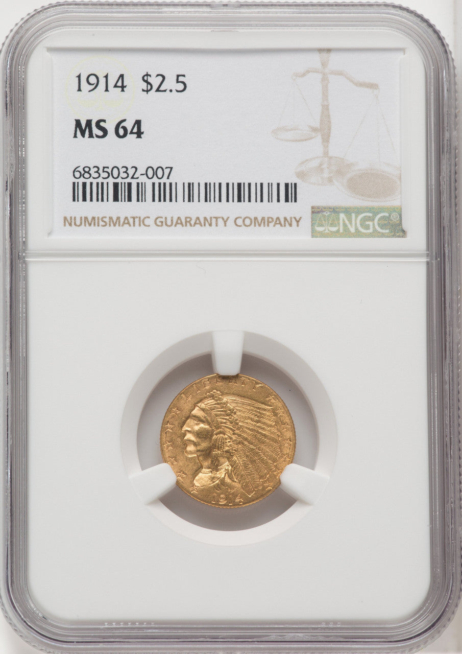 1914 $2.50 Indian Quarter Eagle NGC MS64