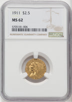 1911 $2.50 Indian Quarter Eagle NGC MS62 (766128002)