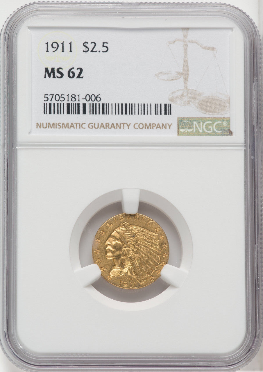 1911 $2.50 Indian Quarter Eagle NGC MS62 (766128002)