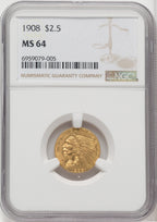 1908 $2.50 Indian Quarter Eagle NGC MS64