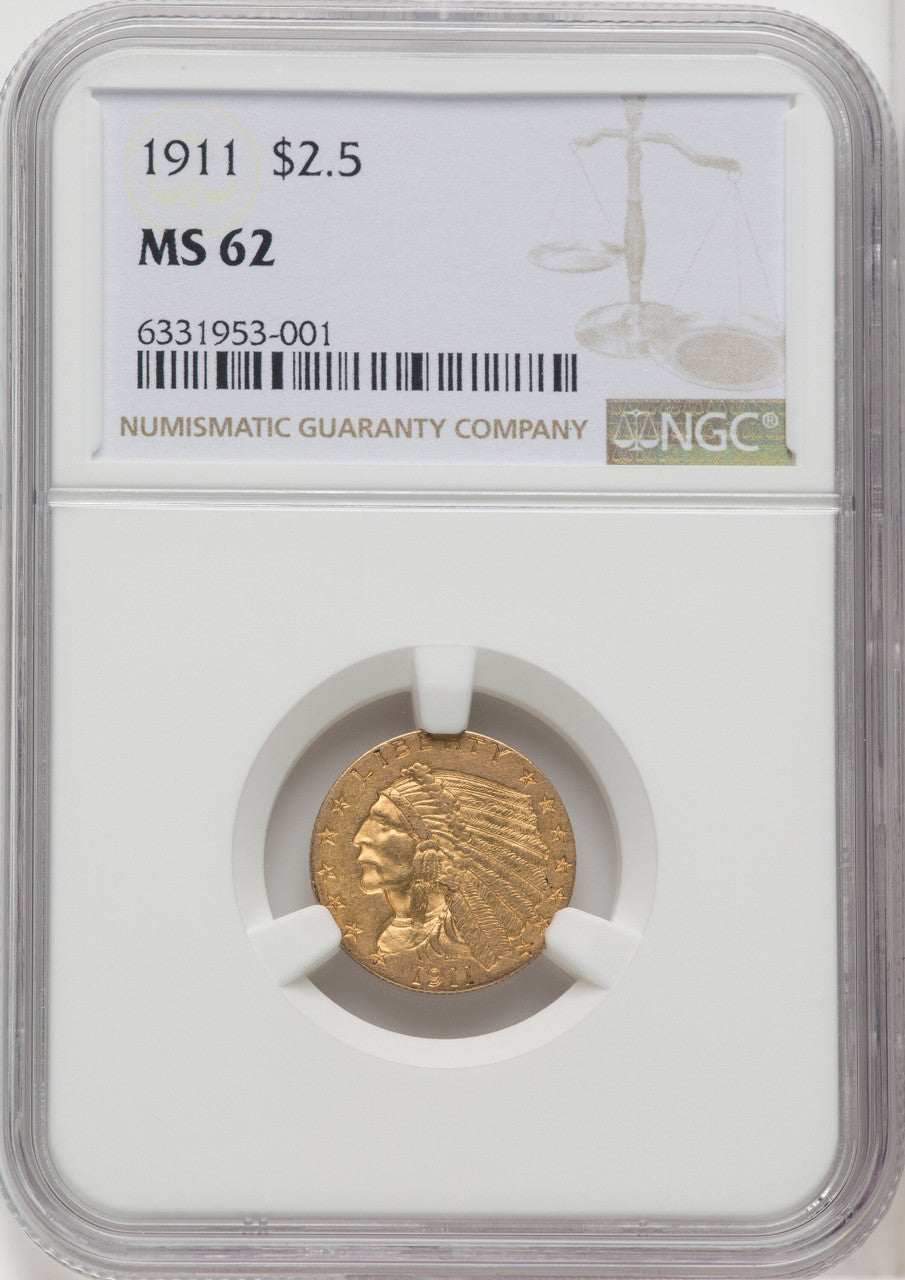 1911 $2.50 Indian Quarter Eagle NGC MS62 (764168008)