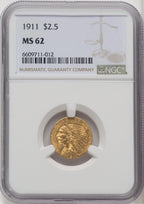1911 $2.50 Indian Quarter Eagle NGC MS62 (762613033)