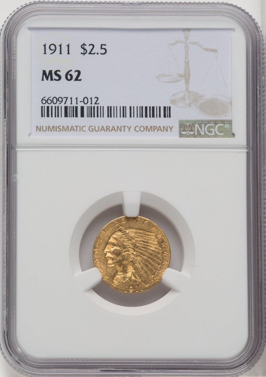 1911 $2.50 Indian Quarter Eagle NGC MS62 (762613033)
