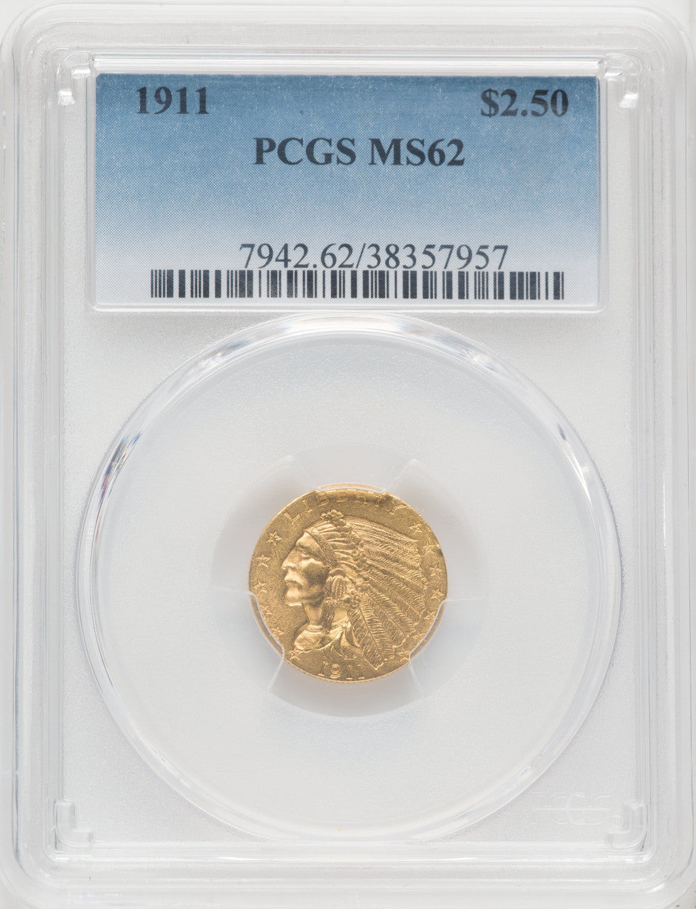 1911 $2.50 Indian Quarter Eagle PCGS MS62 (764710009)