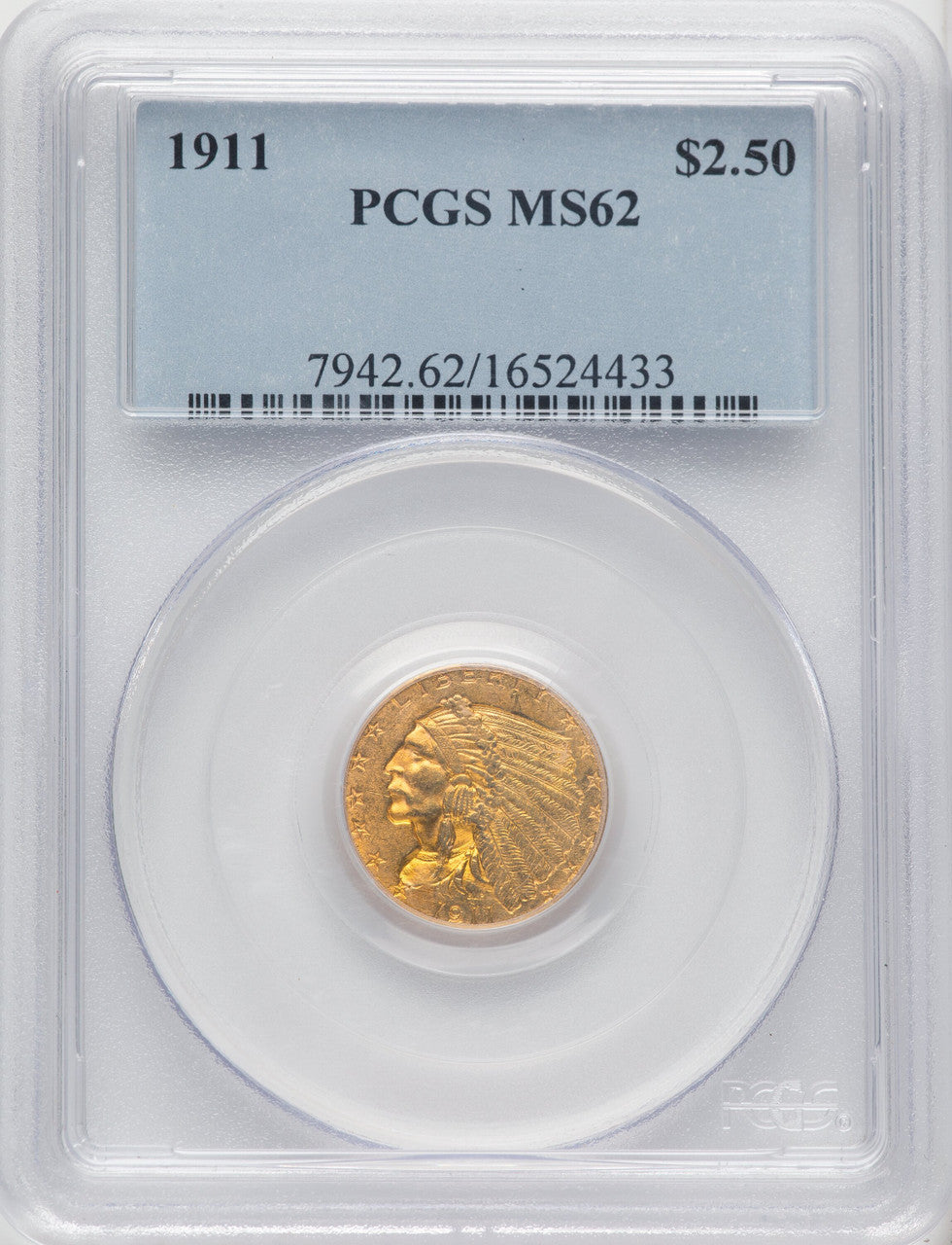 1911 $2.50 Indian Quarter Eagle PCGS MS62 (764688002)
