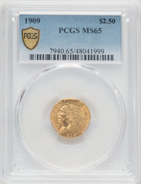 1909 $2.50 Indian Quarter Eagle PCGS MS65