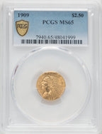 1909 $2.50 Indian Quarter Eagle PCGS MS65