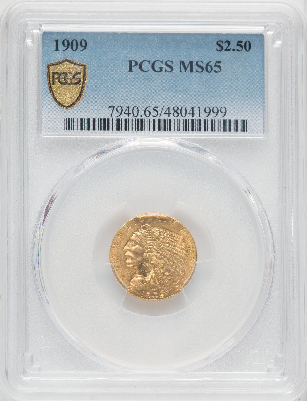 1909 $2.50 Indian Quarter Eagle PCGS MS65