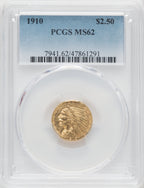 1910 $2.50 Indian Quarter Eagle PCGS MS62