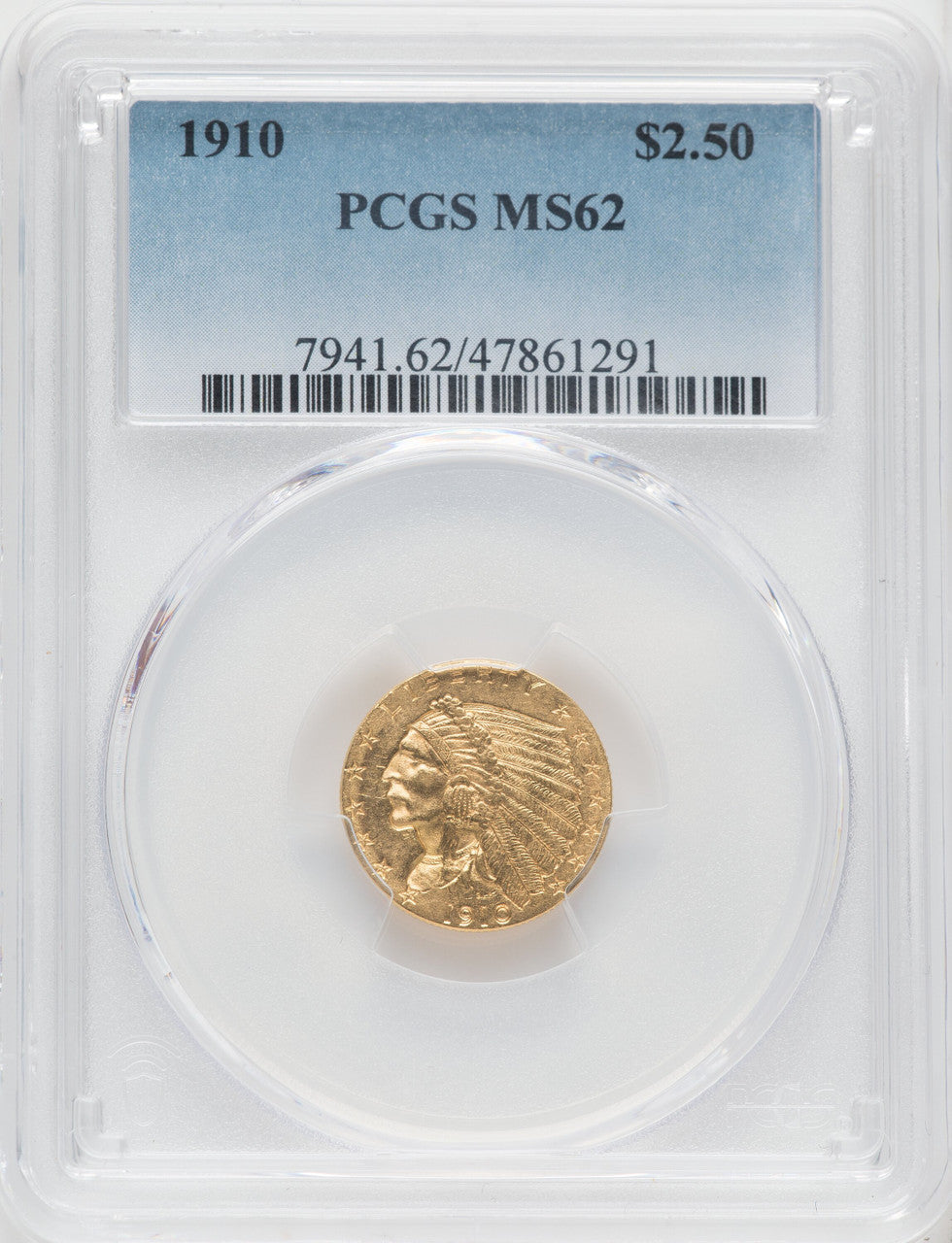 1910 $2.50 Indian Quarter Eagle PCGS MS62