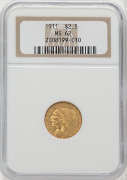 1911 $2.50 Indian Quarter Eagle NGC MS62 (765240003)