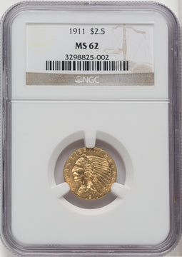 1911 $2.50 Indian Quarter Eagle NGC MS62