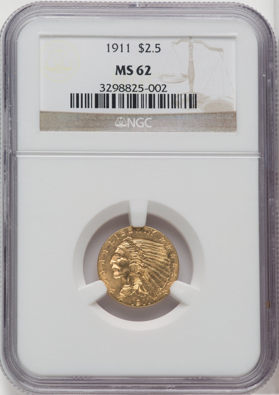 1911 $2.50 Indian Quarter Eagle NGC MS62