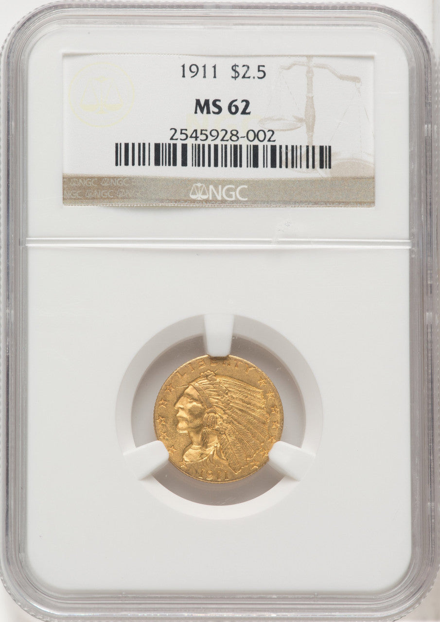 1911 $2.50 Indian Quarter Eagle NGC MS62 (762410066)