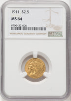 1911 $2.50 Indian Quarter Eagle NGC MS64