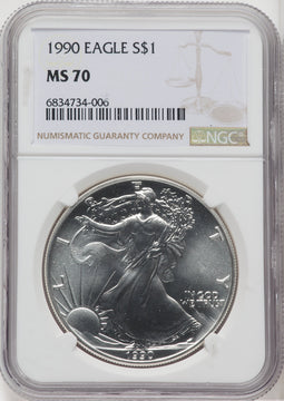 1990 S$1 Silver Eagle NGC MS70
