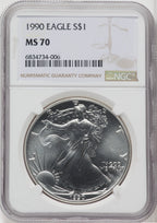 1990 S$1 Silver Eagle NGC MS70