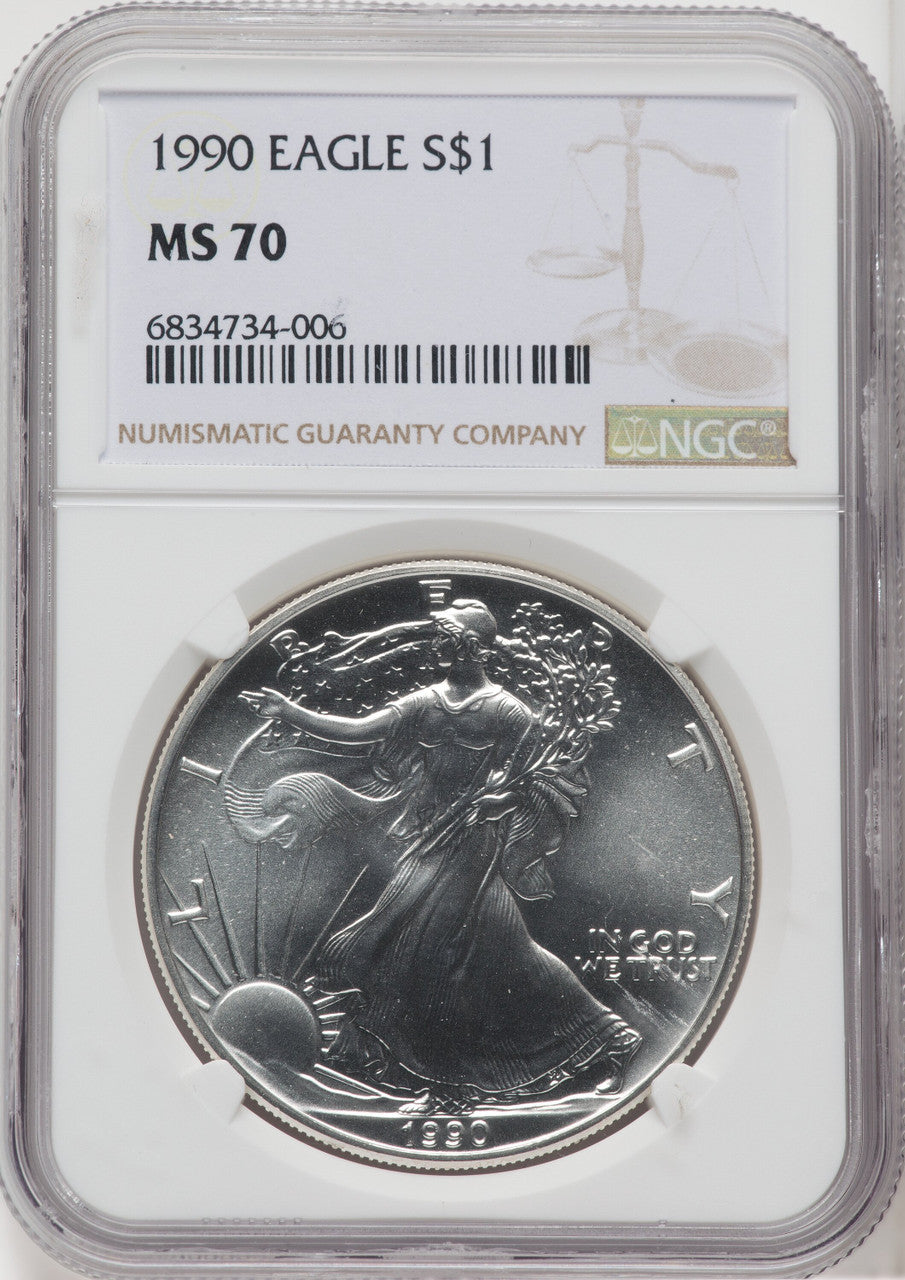1990 S$1 Silver Eagle NGC MS70