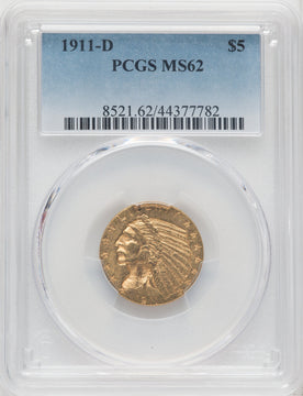 1911-D $5 Indian Half Eagle PCGS MS62 (760063026)