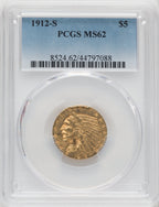 1912-S $5 Indian Half Eagle PCGS MS62 (760542003)