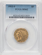 1912-S $5 Indian Half Eagle PCGS MS62 (760063031)
