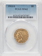 1912-S $5 Indian Half Eagle PCGS MS62 (760542002)