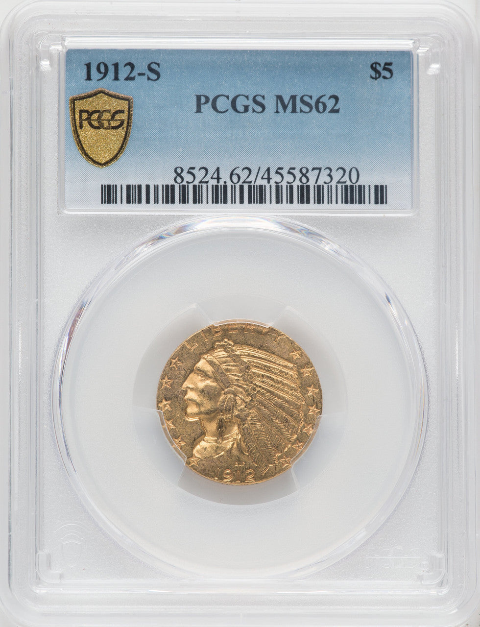 1912-S $5 Indian Half Eagle PCGS MS62 (760542001)