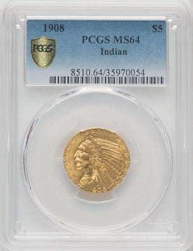 1908 $5 Indian Indian Half Eagle PCGS MS64