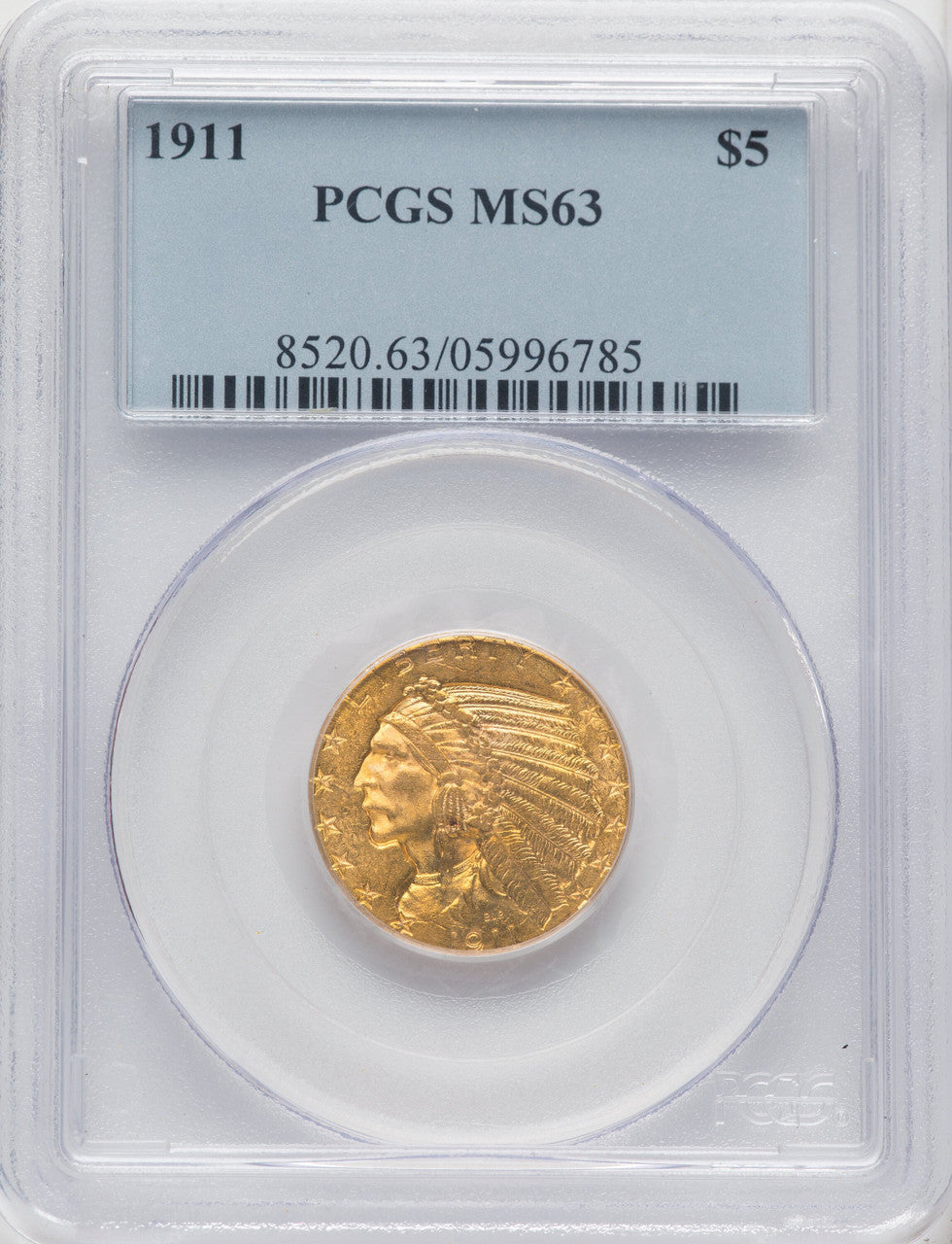 1911 $5 Indian Half Eagle PCGS MS63 (765434003)