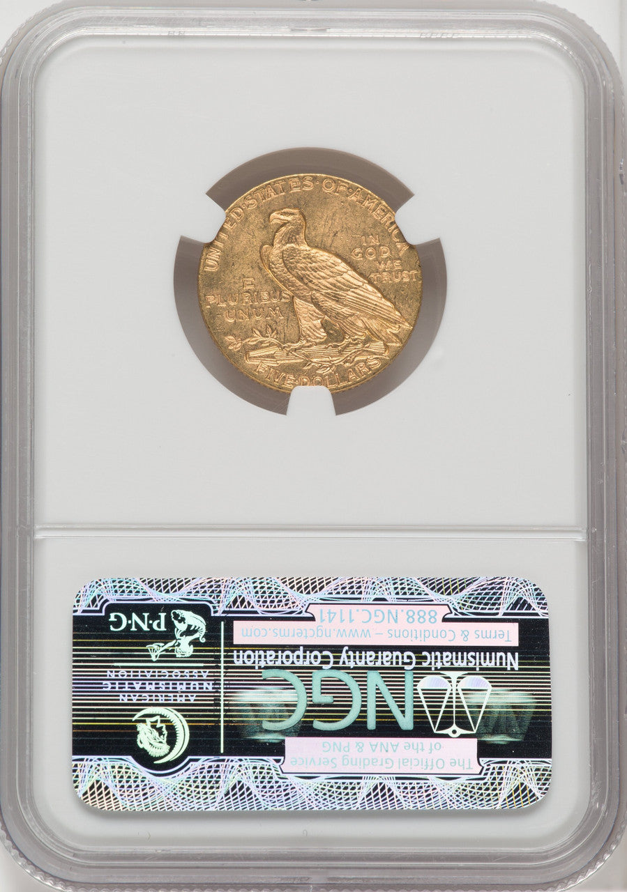 1911 $5 Indian Half Eagle NGC MS63 (508608018)