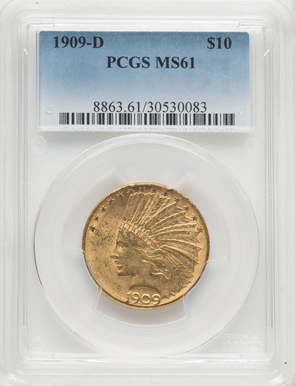 1909-D $10 Indian Eagle PCGS MS61
