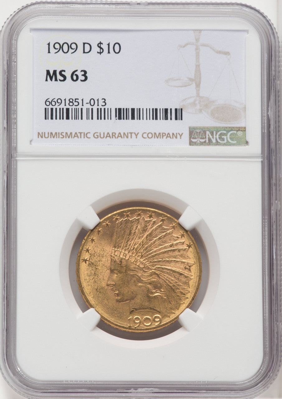 1909-D $10 Indian Eagle NGC MS63