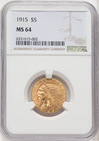 1915 $5 Indian Half Eagle NGC MS64