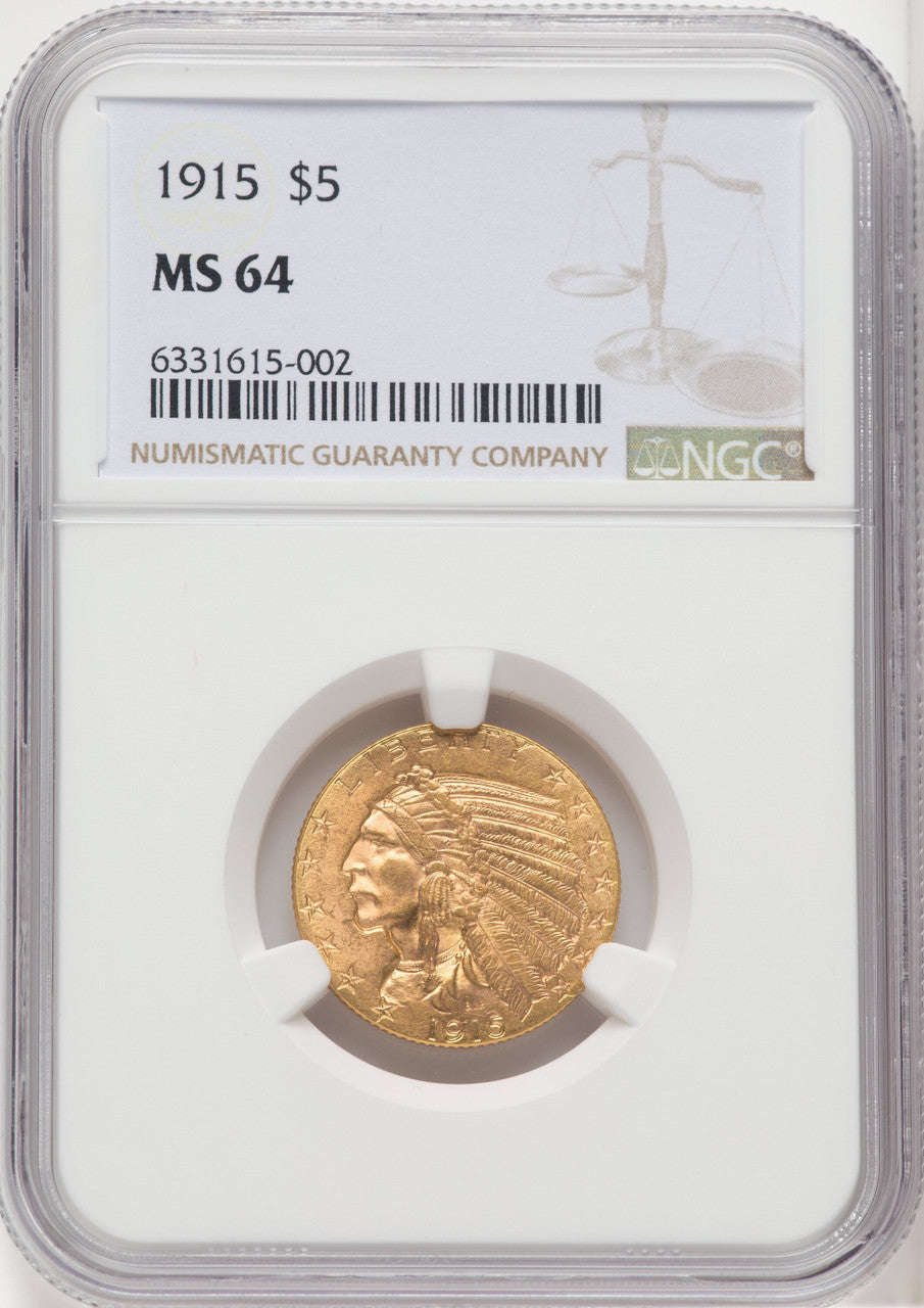 1915 $5 Indian Half Eagle NGC MS64