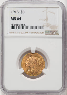 1915 $5 Indian Half Eagle NGC MS64 (759004019)