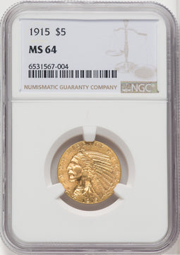 1915 $5 Indian Half Eagle NGC MS64 (763465024)