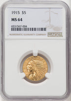 1915 $5 Indian Half Eagle NGC MS64 (763465024)