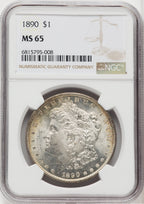 1890 $1 Morgan Dollar NGC MS65